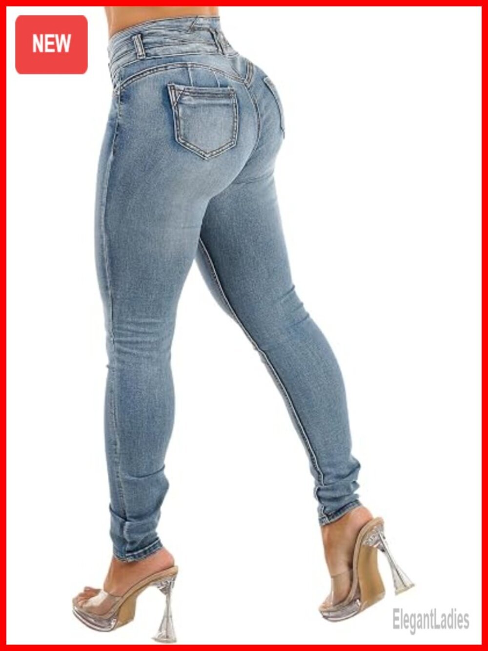 High Rise Butt Lifting Stretch Skinny Jeans Sculpting Denim
